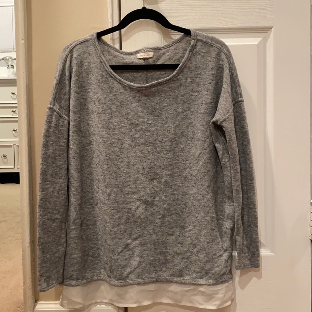 Grey Sweater with White Trim